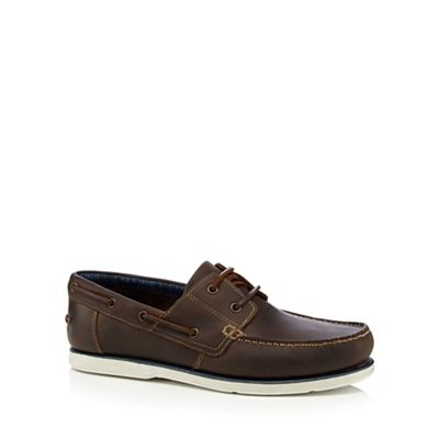 Brown laced boat shoes